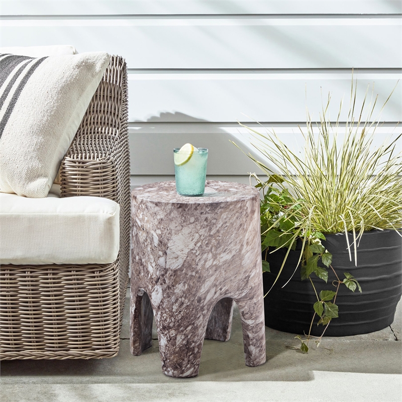 Meridian Furniture Foligno Brown Indoor/Outdoor Concrete End Table