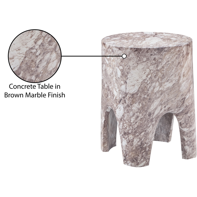Meridian Furniture Foligno Brown Indoor/Outdoor Concrete End Table