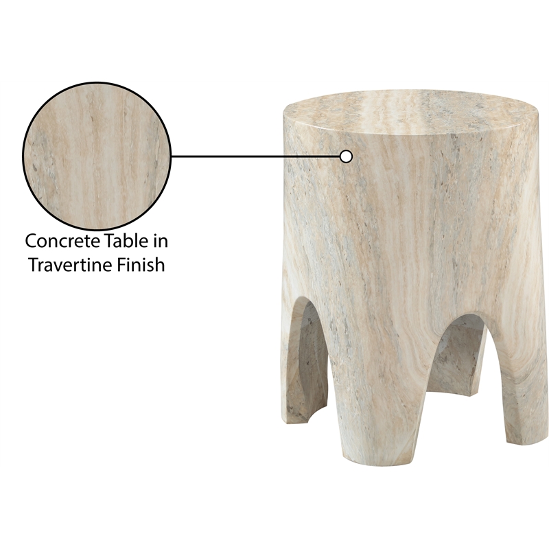 Meridian Furniture Foligno Travertine Indoor/Outdoor Concrete End Table