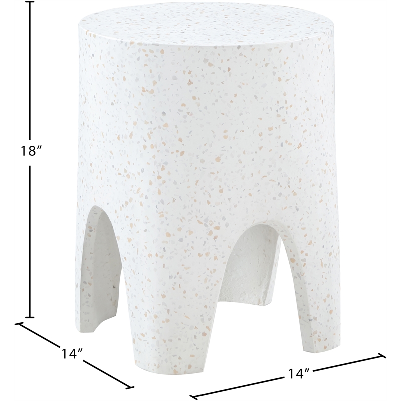 Meridian Furniture Foligno White Indoor/Outdoor Concrete End Table