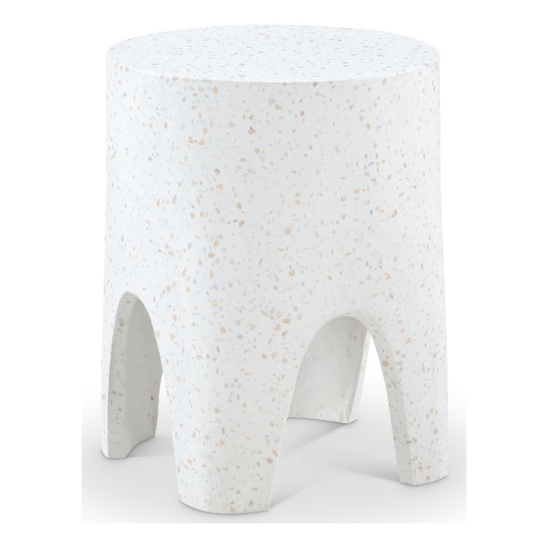 Meridian Furniture Foligno White Indoor/Outdoor Concrete End Table