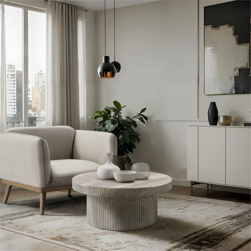 Meridian Furniture Legatto Travertine Indoor/Outdoor Concrete Coffee Table