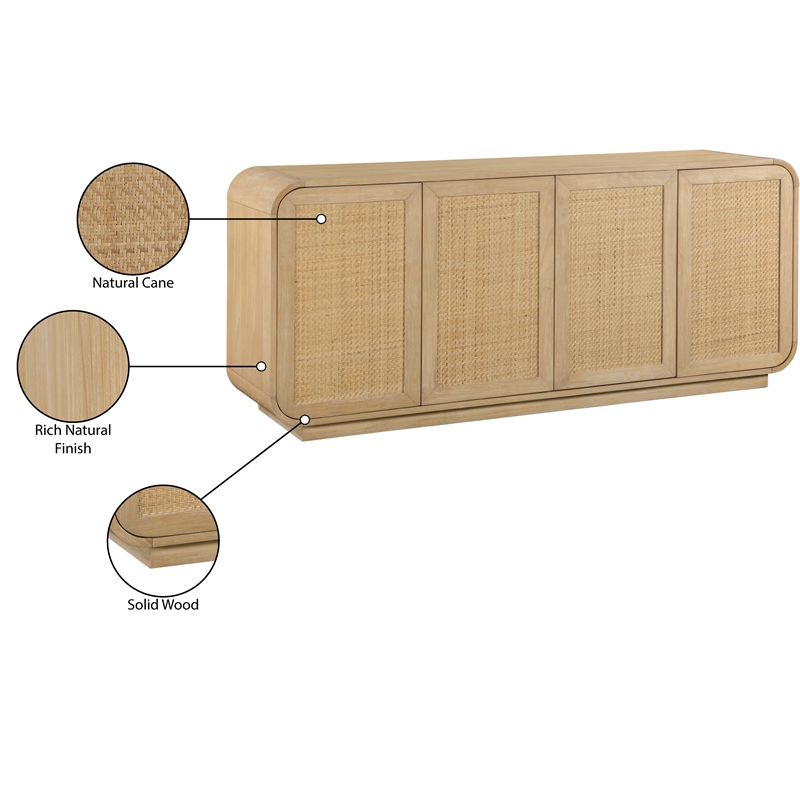 Meridian Furniture Windsor Natural Cane Wood Sideboard/Buffet