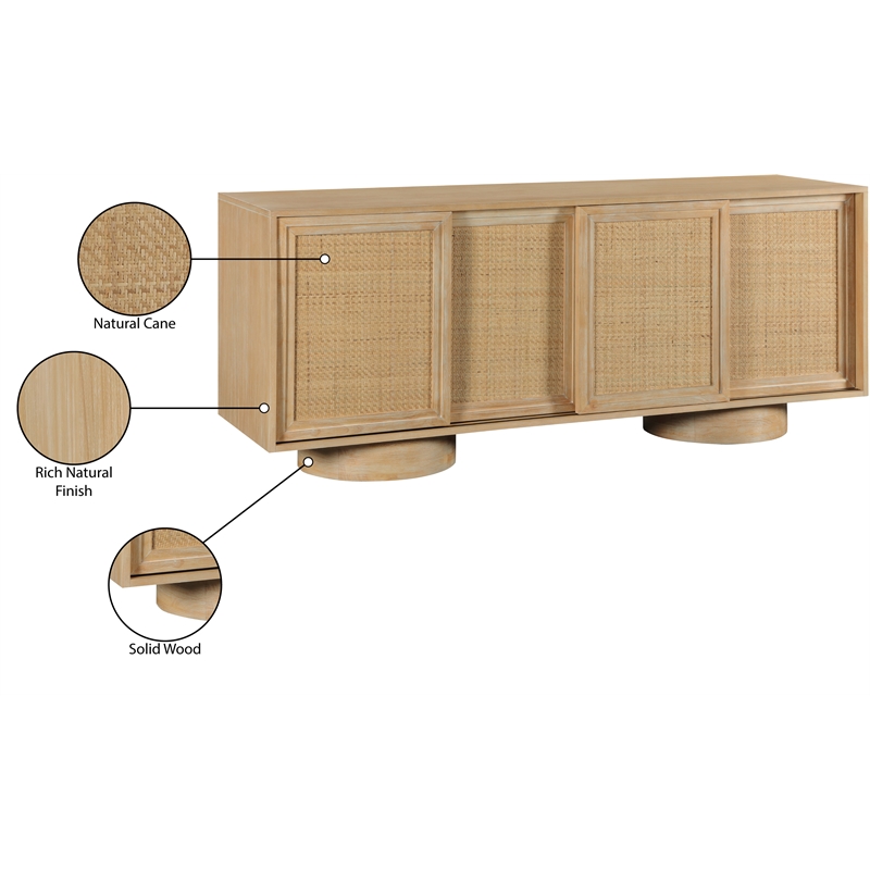 Meridian Furniture Windsor Natural Cane Wood Sideboard/Buffet