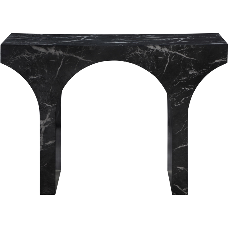 meridian furniture pomezia black marble finish console table