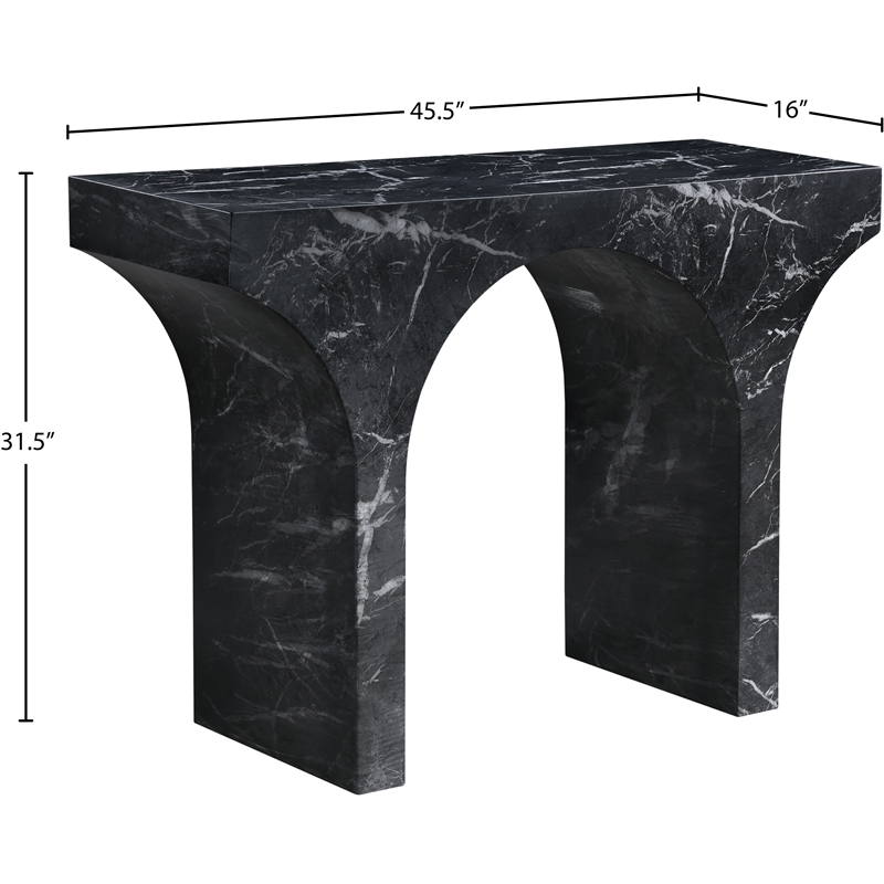 meridian furniture pomezia black marble finish console table