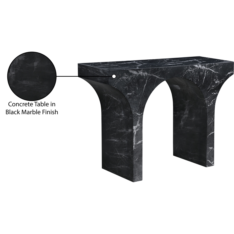 meridian furniture pomezia black marble finish console table