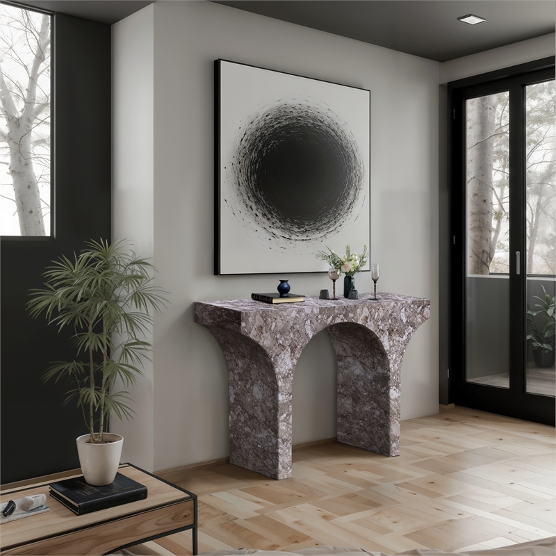 Meridian Furniture Pomezia Brown Marble Finish Console Table