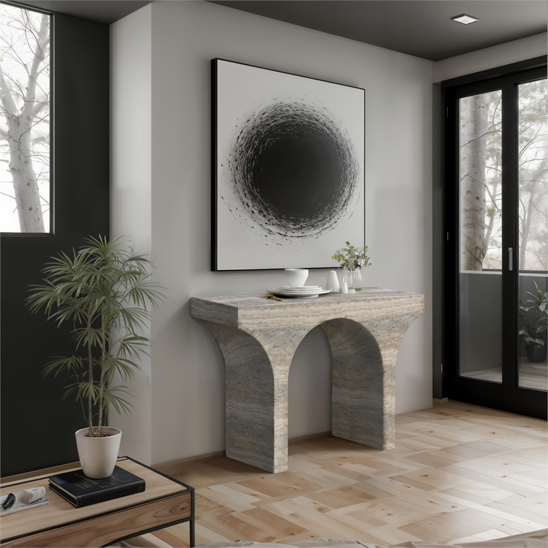 Meridian Furniture Pomezia Travertine Finish Console Table