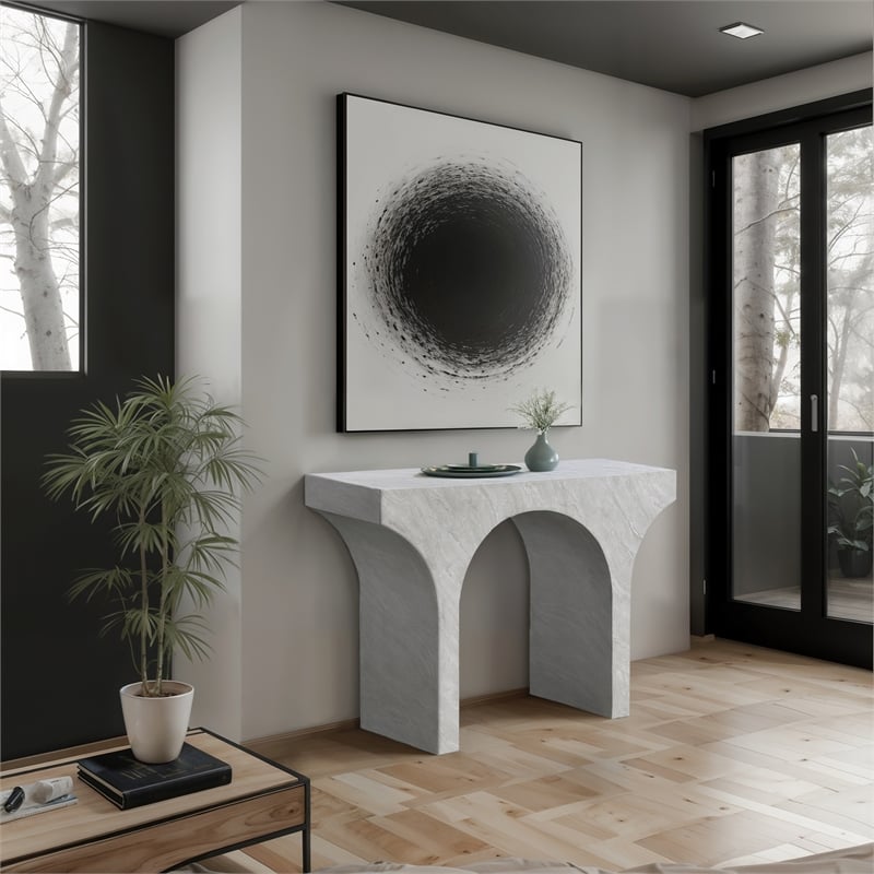 Meridian Furniture Pomezia White Marble Finish Console Table