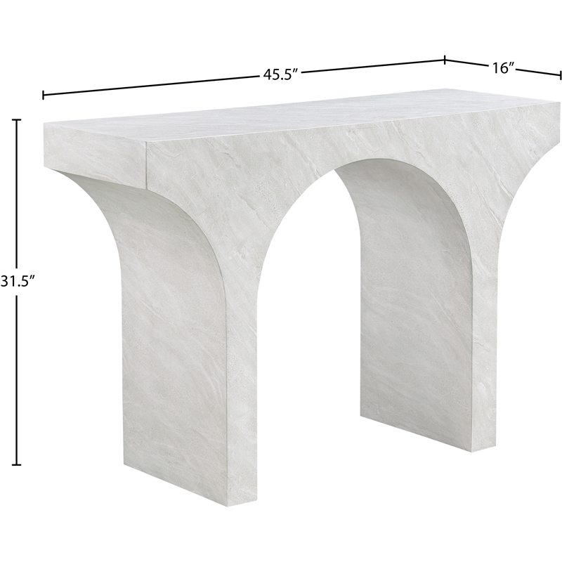 Meridian Furniture Pomezia White Marble Finish Console Table