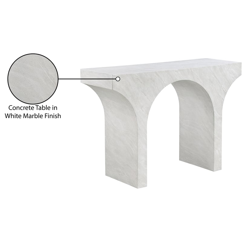 Meridian Furniture Pomezia White Marble Finish Console Table