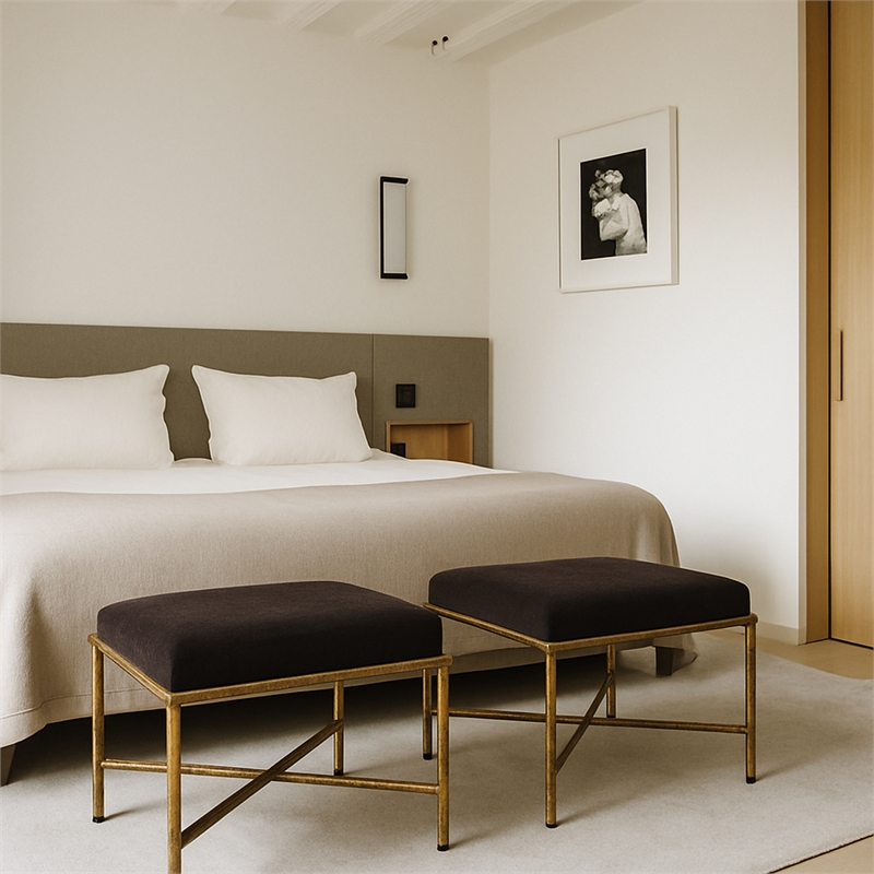 Meridian Furniture Valley Brown Chenille Fabric Bench