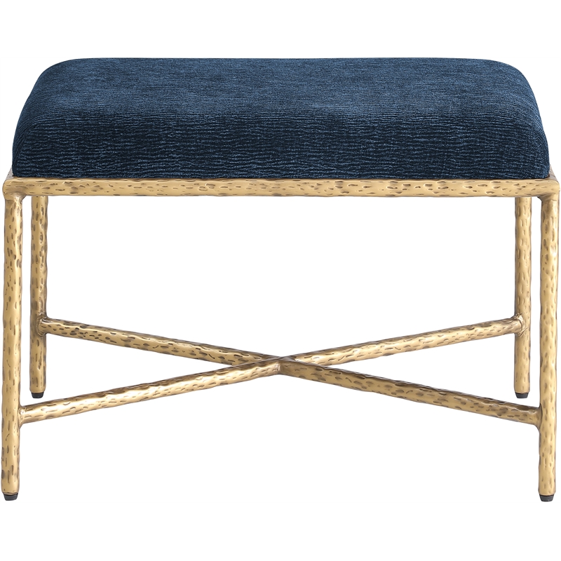 Meridian Furniture Valley Navy Chenille Fabric Bench