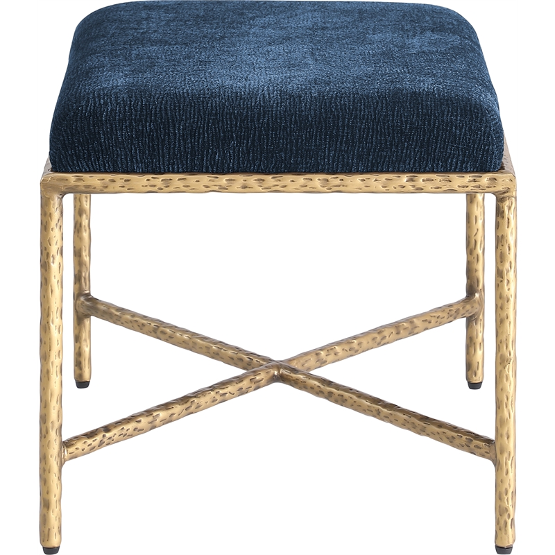 Meridian Furniture Valley Navy Chenille Fabric Bench