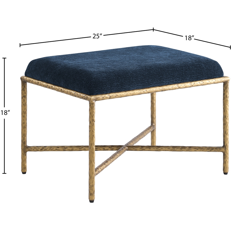Meridian Furniture Valley Navy Chenille Fabric Bench