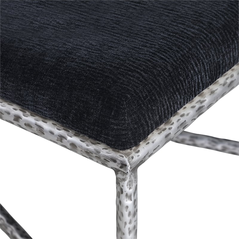 Meridian Furniture Valley Black Chenille Fabric Bench