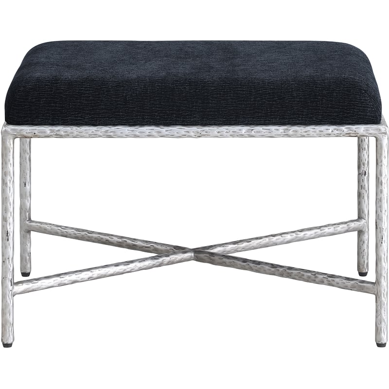 Meridian Furniture Valley Black Chenille Fabric Bench