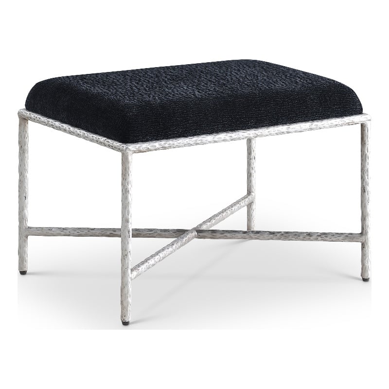 Meridian Furniture Valley Black Chenille Fabric Bench