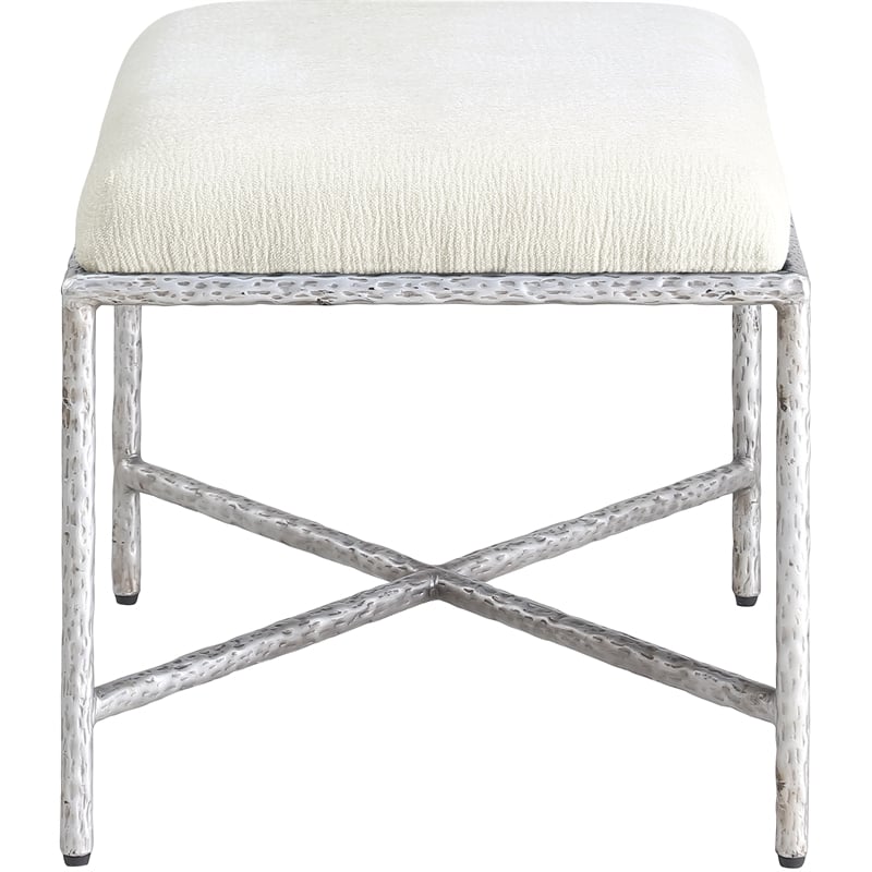 Meridian Furniture Valley Cream Chenille Fabric Bench