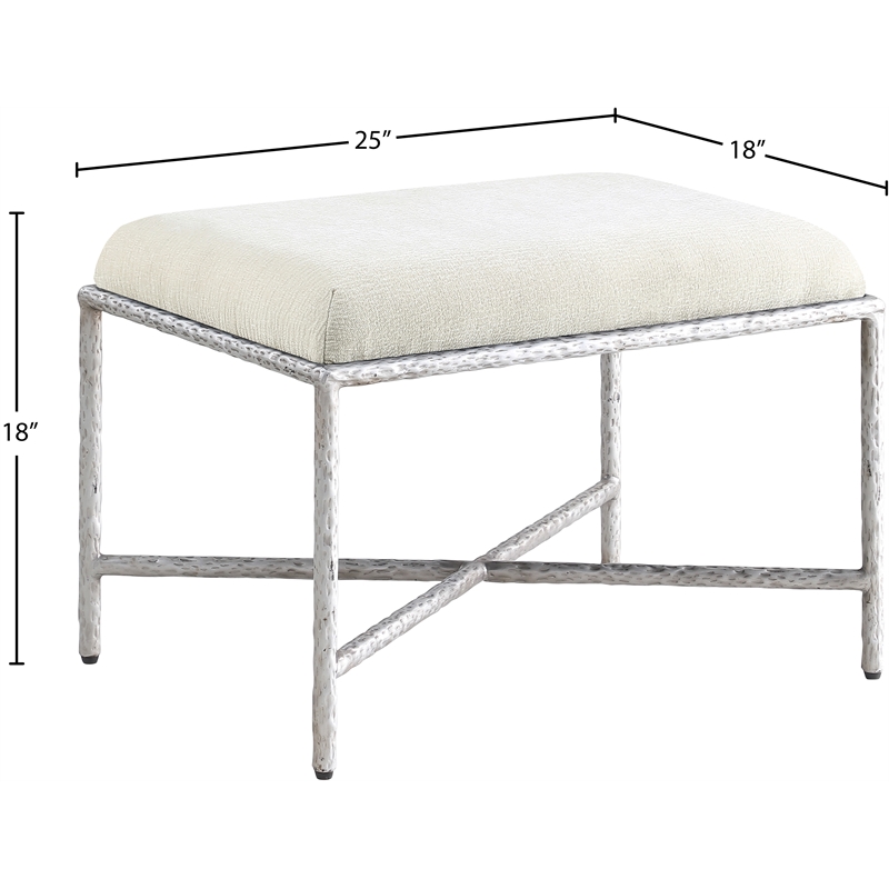 Meridian Furniture Valley Cream Chenille Fabric Bench