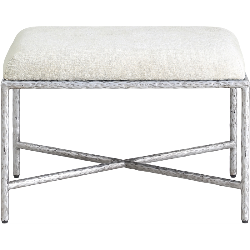 Meridian Furniture Valley Cream Chenille Fabric Bench