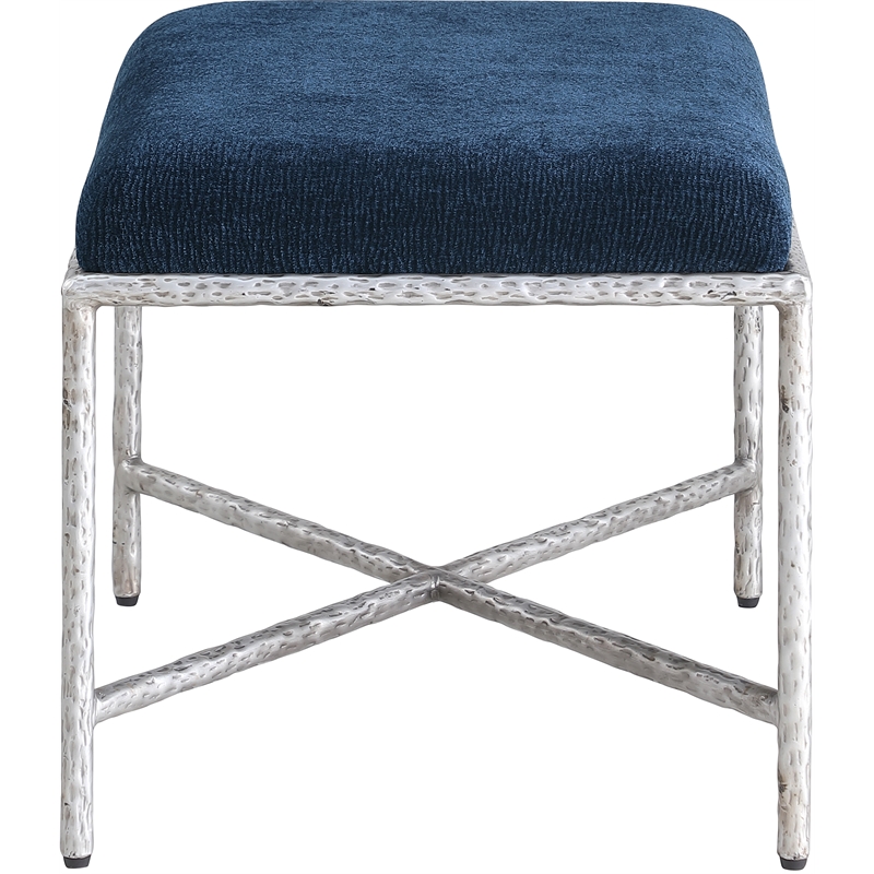 Meridian Furniture Valley Navy Chenille Fabric Bench