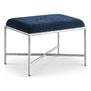 Meridian Furniture Valley Navy Chenille Fabric Bench