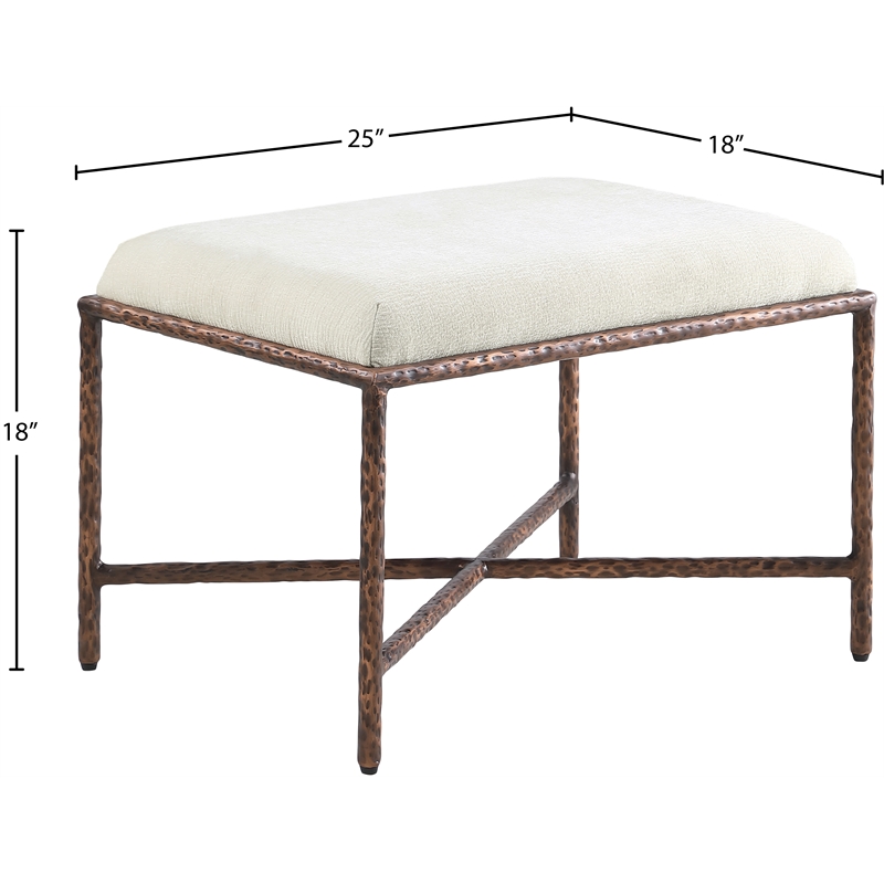 Meridian Furniture Valley Cream Chenille Fabric Bench