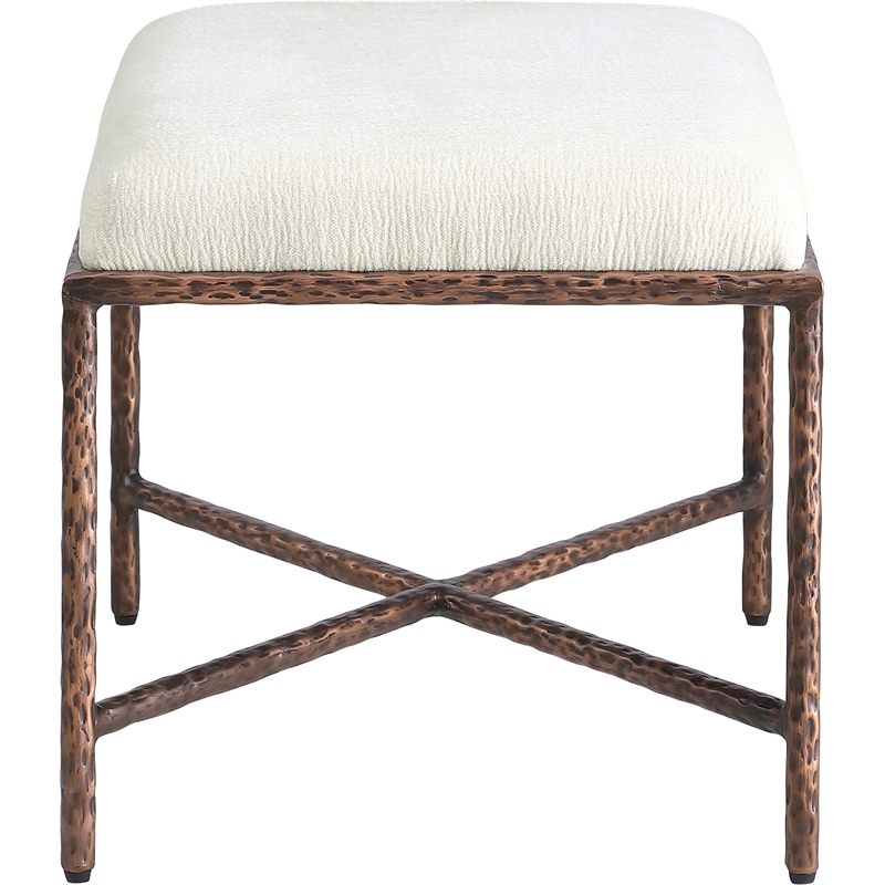 Meridian Furniture Valley Cream Chenille Fabric Bench