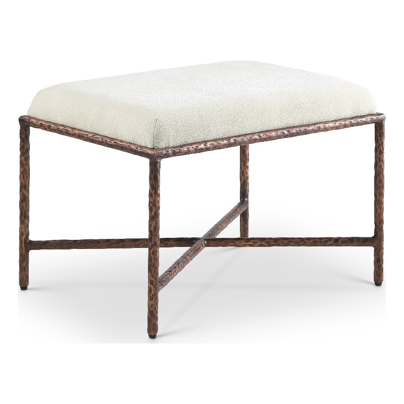 Meridian Furniture Valley Cream Chenille Fabric Bench