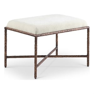 Meridian Furniture Valley Cream Chenille Fabric Bench