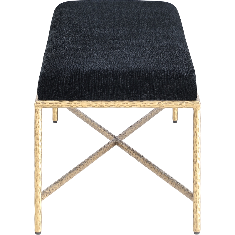 Meridian Furniture Valley Black Chenille Fabric Bench