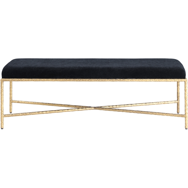Meridian Furniture Valley Black Chenille Fabric Bench