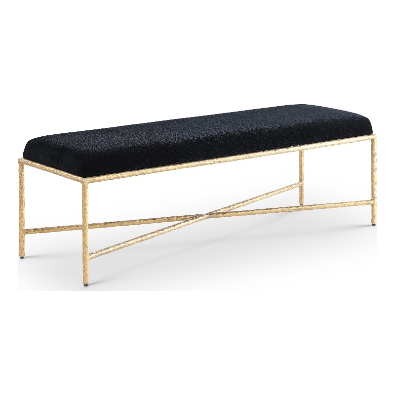 Meridian Furniture Valley Black Chenille Fabric Bench
