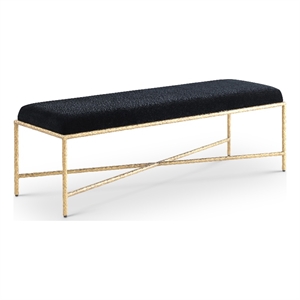 Meridian Furniture Valley Black Chenille Fabric Bench