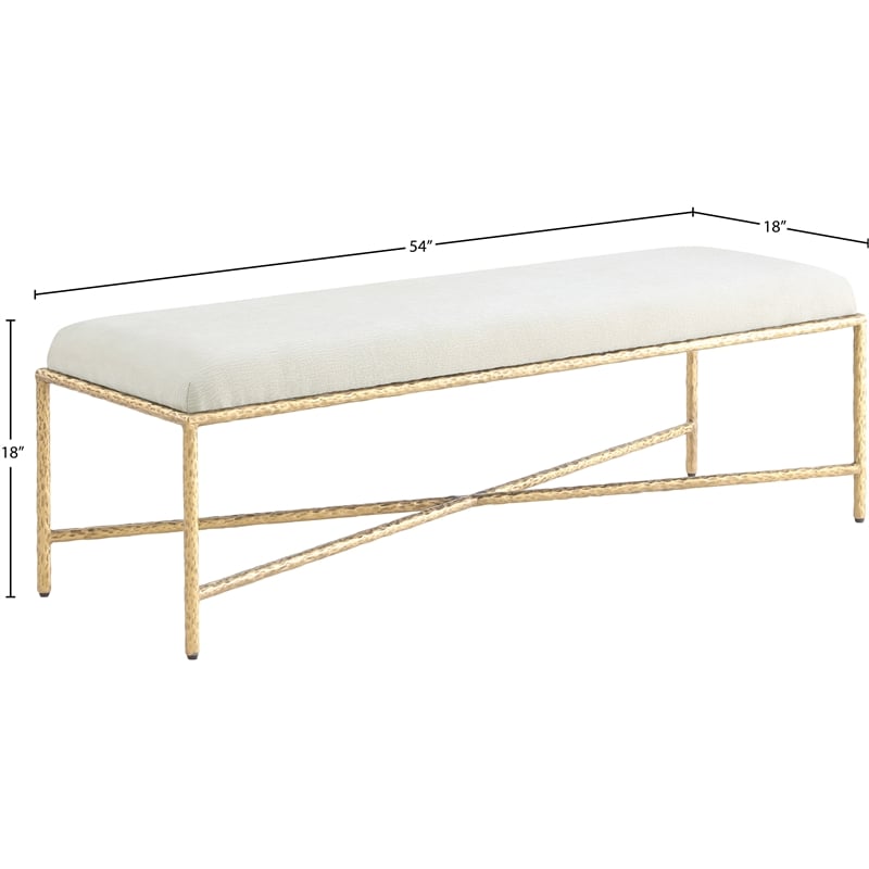 Meridian Furniture Valley Cream Chenille Fabric Bench