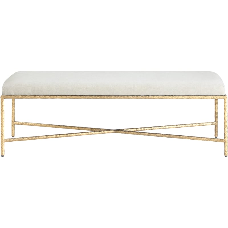 Meridian Furniture Valley Cream Chenille Fabric Bench