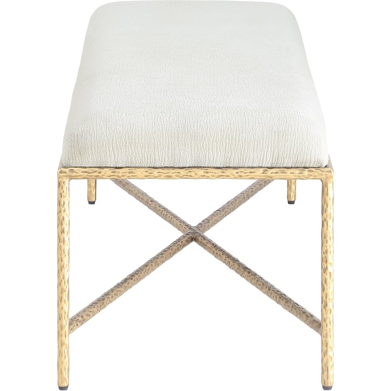 Meridian Furniture Valley Cream Chenille Fabric Bench