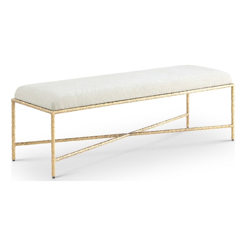 Meridian Furniture Valley Cream Chenille Fabric Bench
