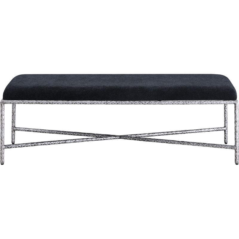 Meridian Furniture Valley Black Chenille Fabric Bench