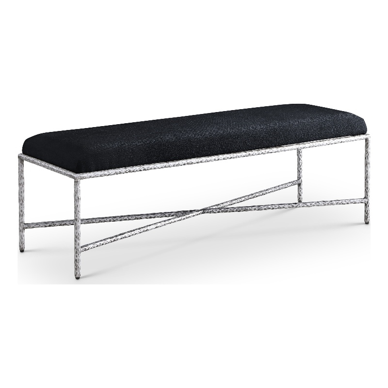 Meridian Furniture Valley Black Chenille Fabric Bench