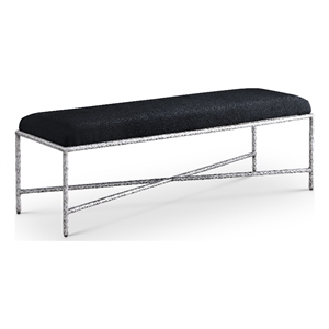 Meridian Furniture Valley Black Chenille Fabric Bench
