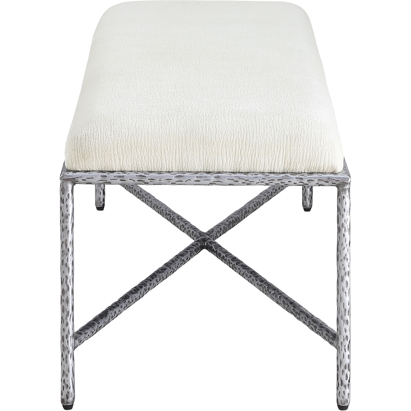 Meridian Furniture Valley Cream Chenille Fabric Bench