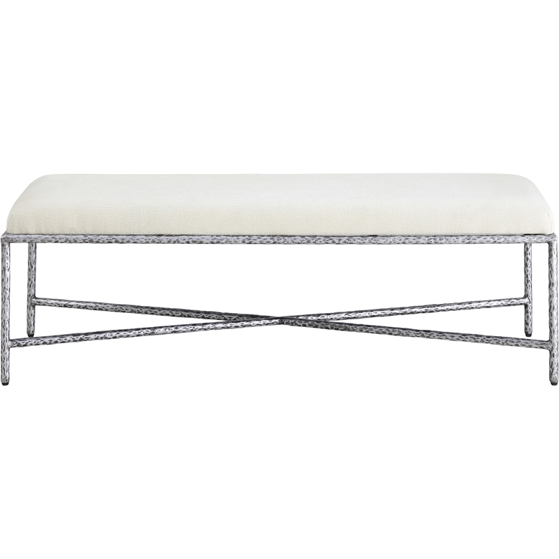 Meridian Furniture Valley Cream Chenille Fabric Bench