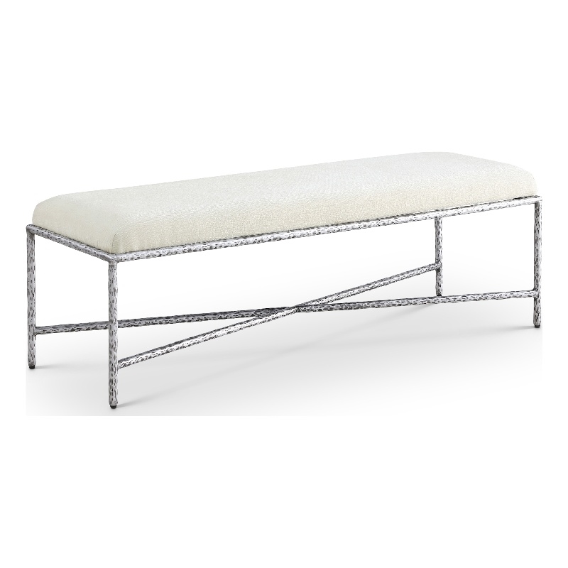 Meridian Furniture Valley Cream Chenille Fabric Bench