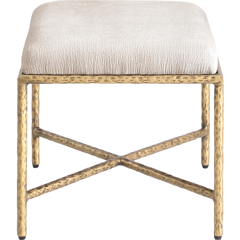 Meridian Furniture Valley Beige Chenille Fabric Bench