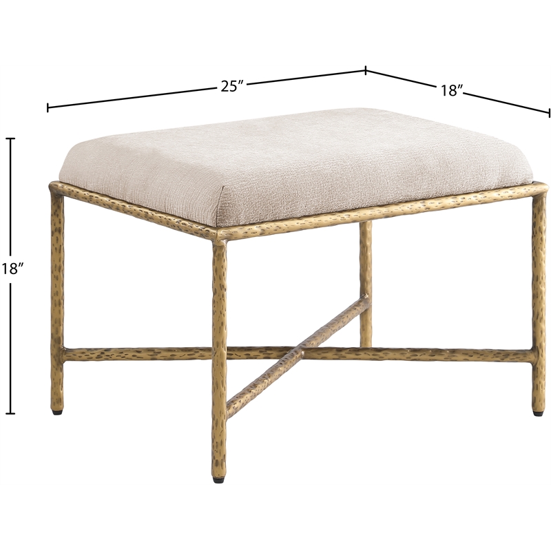 Meridian Furniture Valley Beige Chenille Fabric Bench