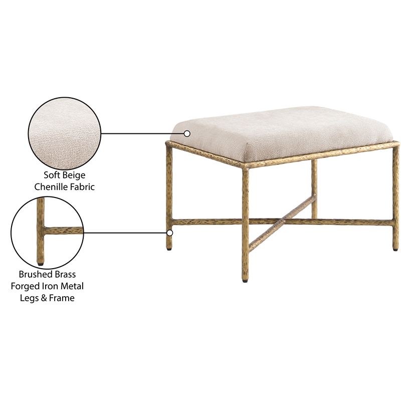 Meridian Furniture Valley Beige Chenille Fabric Bench