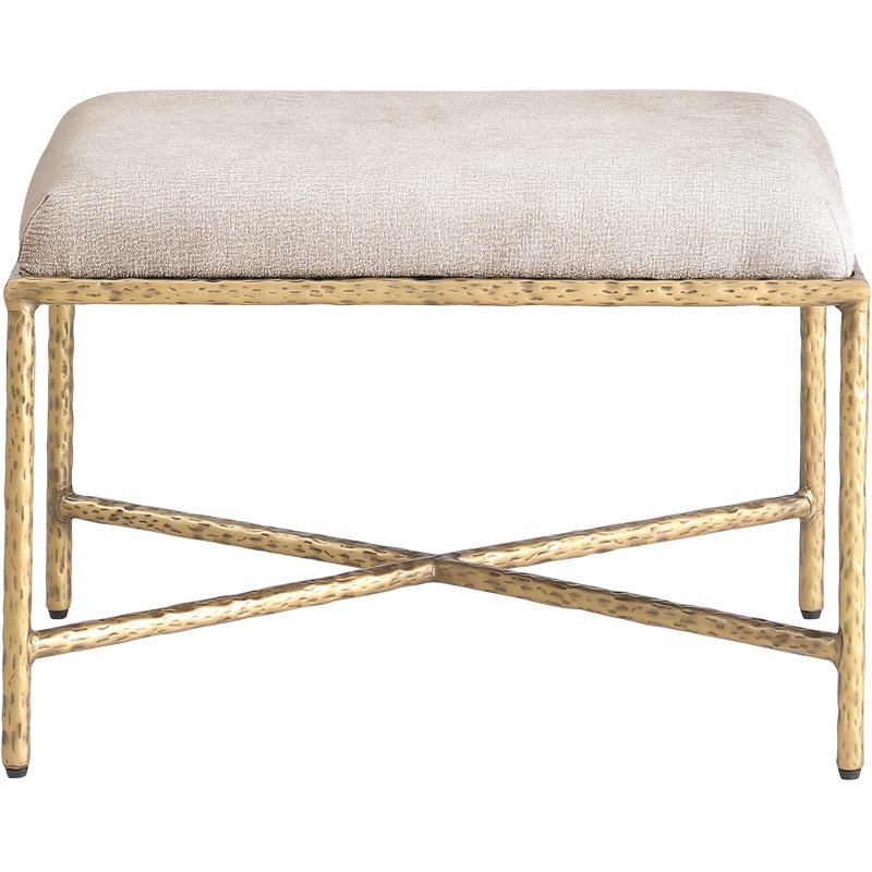 Meridian Furniture Valley Beige Chenille Fabric Bench